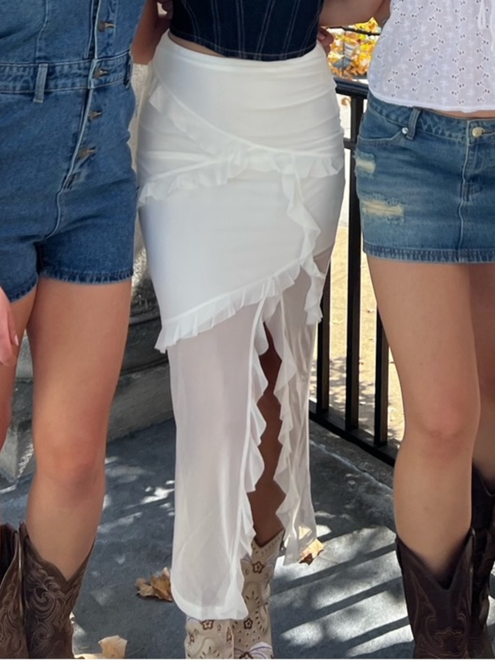 Summer Ruffle Midi Dress in White